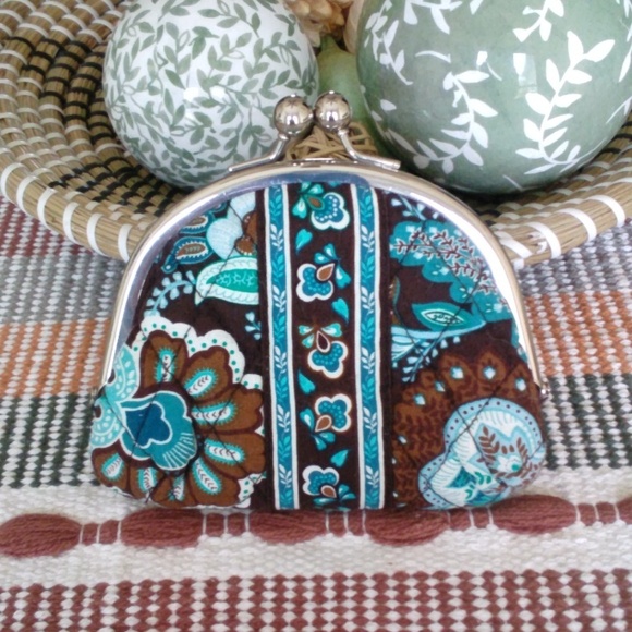 Vera Bradley Handbags - Vera Bradley Teal Floral Double Kiss-Lock Coin Purse